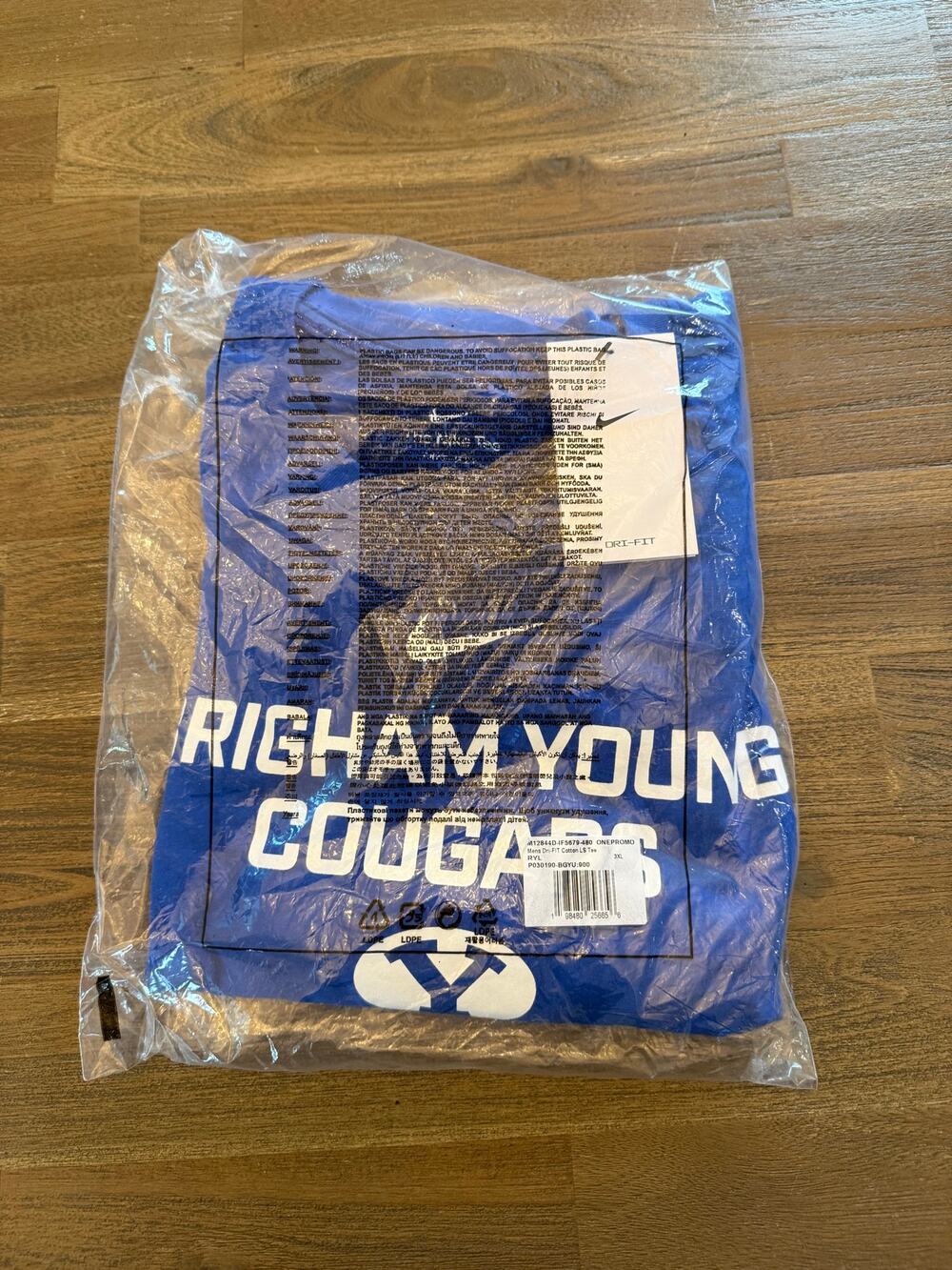 Nike BYU Cougars Long Sleeve Team Issued Shirts Royal Blue 3XL NEW